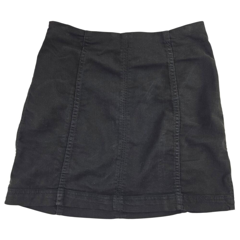 Free People | Black Mini Skirt w/Exposed Seams & Hidden Zipper | Size 2